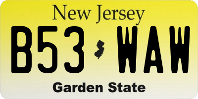 NJ license plate B53WAW