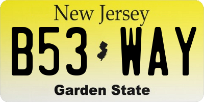 NJ license plate B53WAY