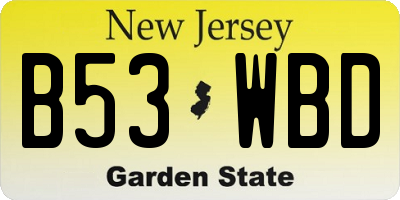 NJ license plate B53WBD
