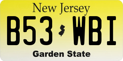 NJ license plate B53WBI