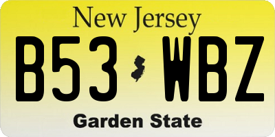 NJ license plate B53WBZ