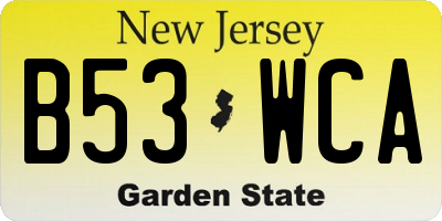 NJ license plate B53WCA
