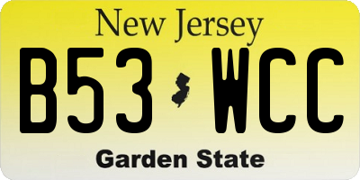 NJ license plate B53WCC