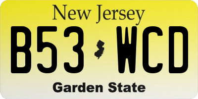 NJ license plate B53WCD