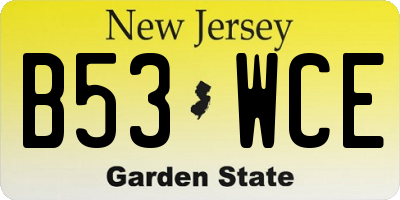 NJ license plate B53WCE