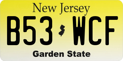 NJ license plate B53WCF