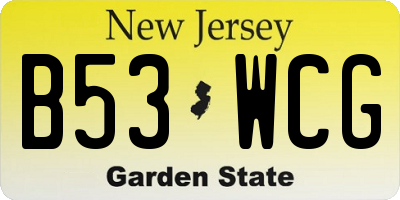 NJ license plate B53WCG