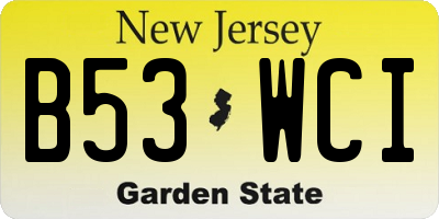 NJ license plate B53WCI