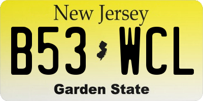 NJ license plate B53WCL