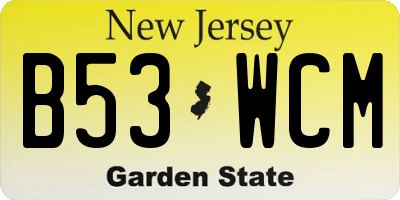 NJ license plate B53WCM