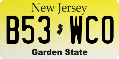 NJ license plate B53WCO