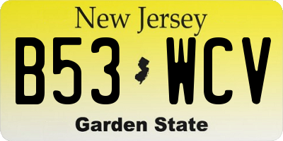 NJ license plate B53WCV