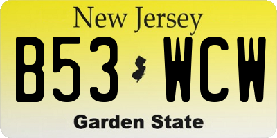 NJ license plate B53WCW