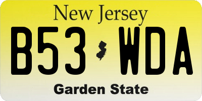 NJ license plate B53WDA