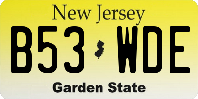 NJ license plate B53WDE