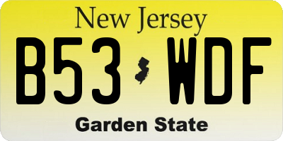 NJ license plate B53WDF