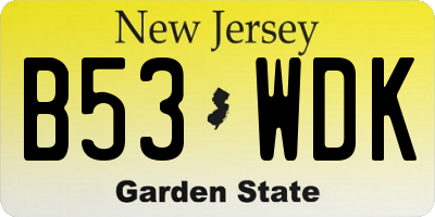 NJ license plate B53WDK