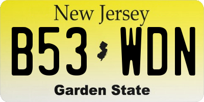 NJ license plate B53WDN
