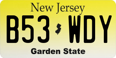 NJ license plate B53WDY