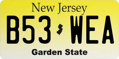 NJ license plate B53WEA