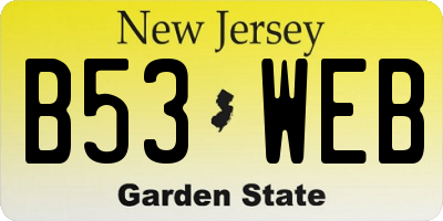 NJ license plate B53WEB