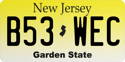 NJ license plate B53WEC