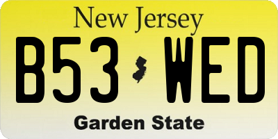 NJ license plate B53WED