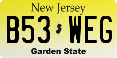 NJ license plate B53WEG