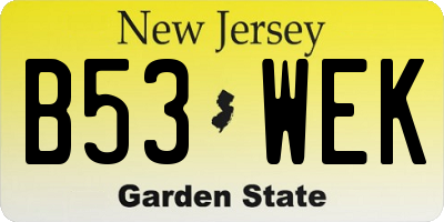 NJ license plate B53WEK