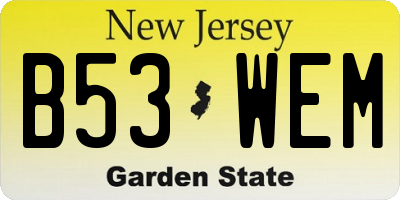NJ license plate B53WEM