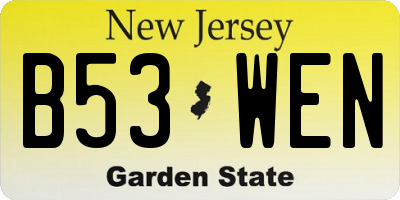 NJ license plate B53WEN