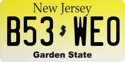 NJ license plate B53WEO