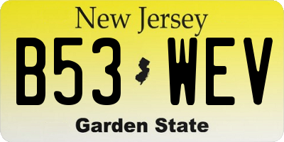 NJ license plate B53WEV