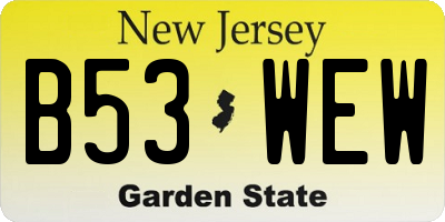 NJ license plate B53WEW