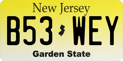NJ license plate B53WEY