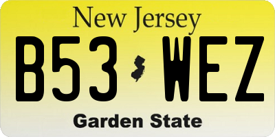 NJ license plate B53WEZ