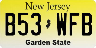 NJ license plate B53WFB