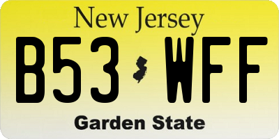 NJ license plate B53WFF