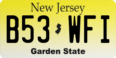 NJ license plate B53WFI