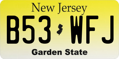 NJ license plate B53WFJ