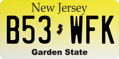 NJ license plate B53WFK