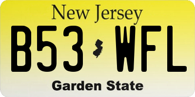 NJ license plate B53WFL