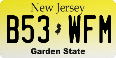 NJ license plate B53WFM