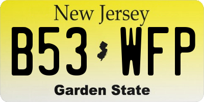 NJ license plate B53WFP