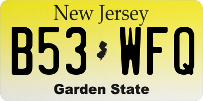 NJ license plate B53WFQ