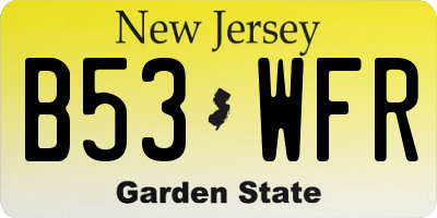 NJ license plate B53WFR