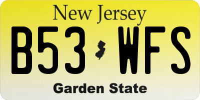 NJ license plate B53WFS