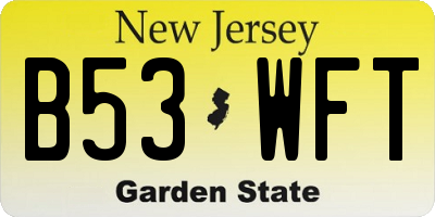 NJ license plate B53WFT