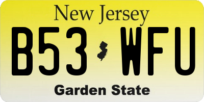 NJ license plate B53WFU