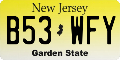 NJ license plate B53WFY